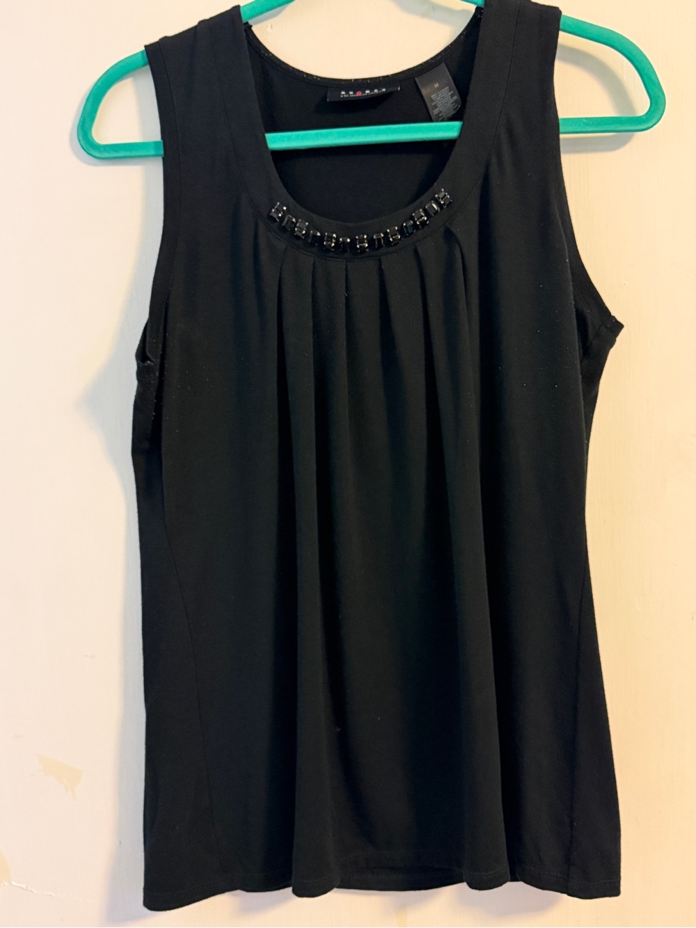 Axcess Black Beaded Scoop Neck Sleeveless Tank